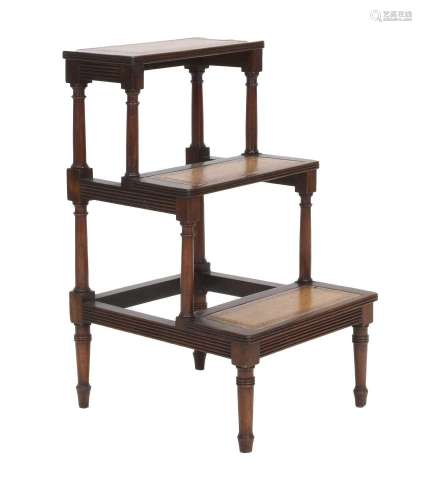 A Set of George III Mahogany and Leather-Covered Bedsteps, c...