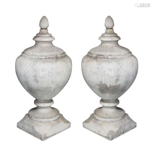 A Pair of Marble Garden Urns
