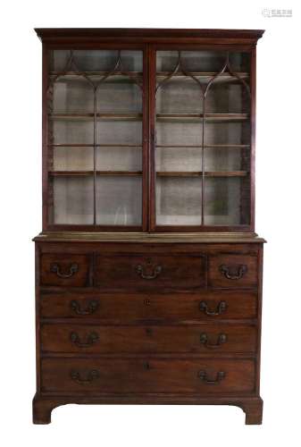 A George III Mahogany Display Cabinet, late 18th century, th...