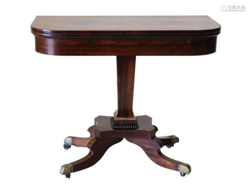 A Regency Rosewood D Shape Card Table, early 19th century, t...