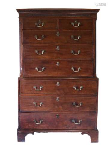 A George III Mahogany Chest on Chest, late 18th century, the...