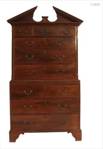 A George III Chippendale-Style Mahogany Chest on Chest, late...