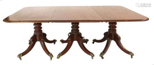A Regency Mahogany Triple-Pillar Dining Table, early 19th ce...