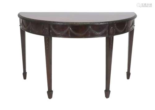 A George III Adam-Style D Shape Hall Table, early 20th centu...
