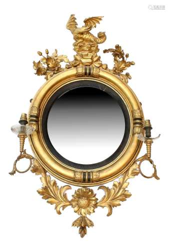 A Regency Gilt and Gesso Circular Convex Mirror, early 19th ...