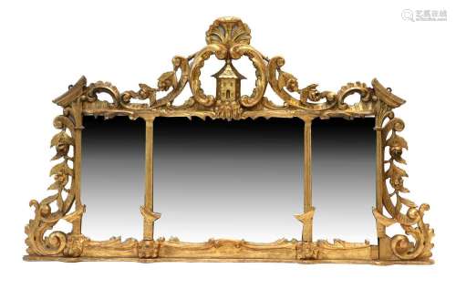 A 19th Century Carved Giltwood Rococo-Style Wall Mirror, the...