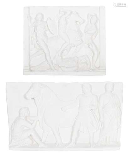 Two Cast Plaster Relief Panels After the Antique