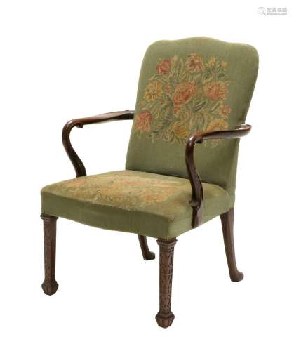 A George III Mahogany Library Armchair, circa 1760, recovere...