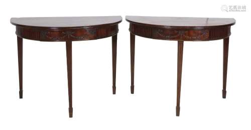 A Pair of George III Period Mahogany Side Tables, possibly D...