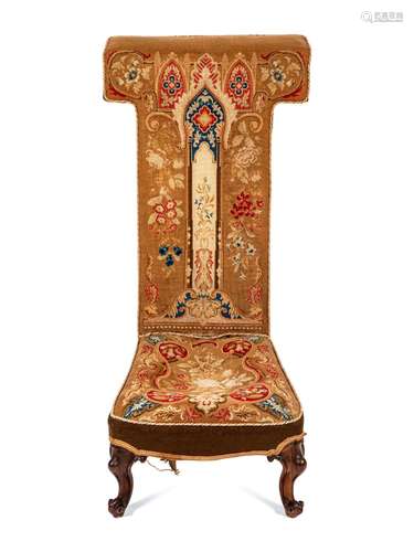 A Victorian Needlepoint-Upholstered Rosewood Prie-Dieu