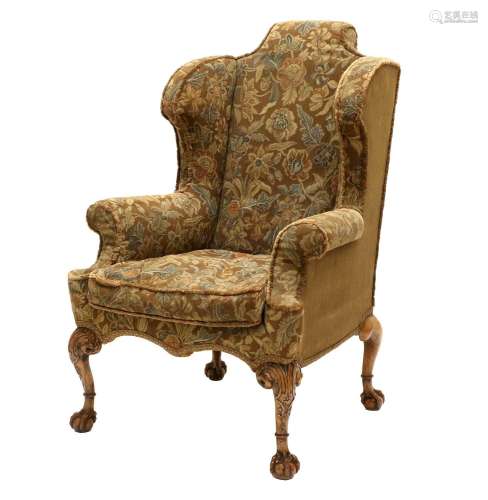 A George III Chippendale-Style Wing-Back Armchair, late 19th...