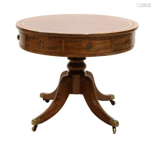 A George III Mahogany Drum Table, early 19th century, with a...