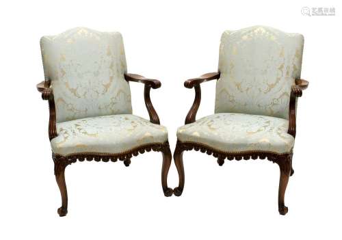 A Pair of George III Chippendale-Style Carved Mahogany Open ...