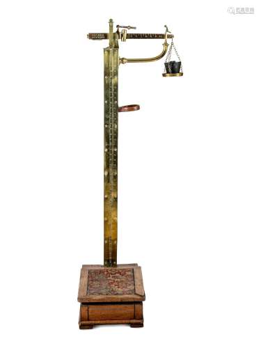 An English Oak and Brass Weighing Scale