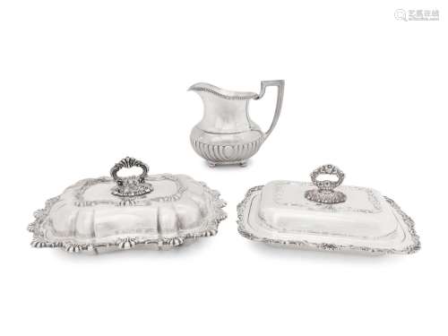 Two Silver-Plate Covered Vegetable Dishes