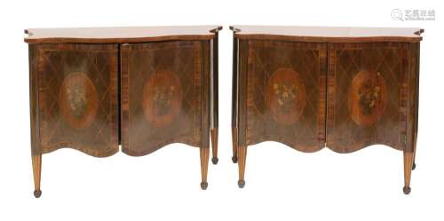 A Pair of Satinwood, Kingwood, Tulipwood and Marquetry-Inlai...