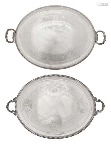 Two Victorian Silver-Plate Trays
