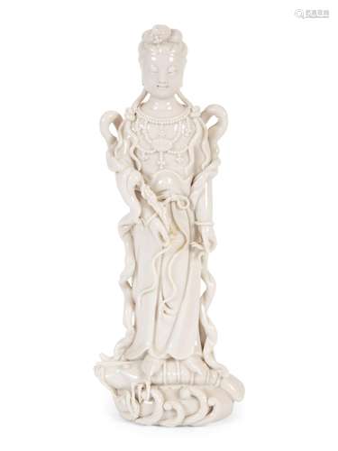 A Chinese Blanc de Chine Figure of Guanyin