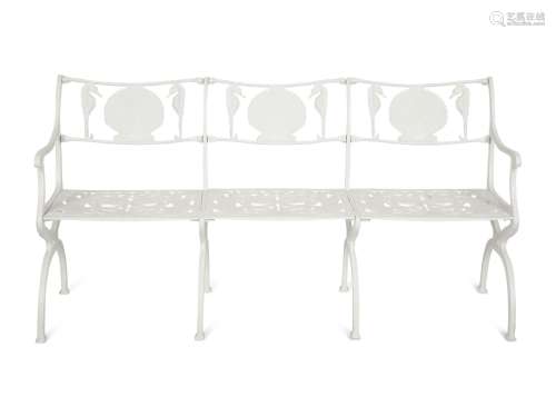 A Suite of White-Painted Cast Metal Garden Furniture