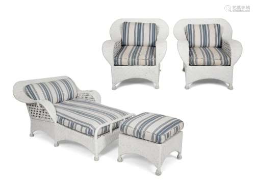 A Suite of White-Painted Wicker Furniture