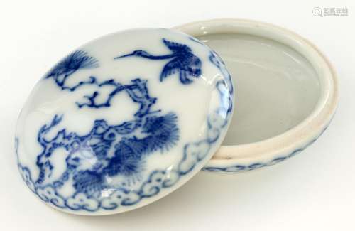 A PAIR OF CHINESE BLUE AND WHITE PORCELAIN SEAL-PASTE BOXES ...