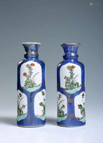 AN ASSOCIATED PAIR OF CHINESE POWDER BLUE AND FAMILLE VERTE ...