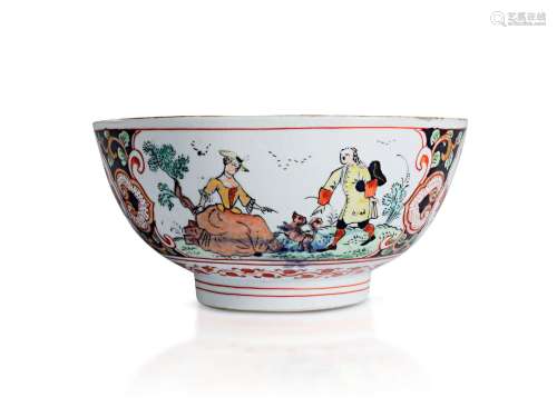 A CHINESE PORCELAIN BOWL WITH A FIGURAL SCENE 乾隆粉彩西洋人...