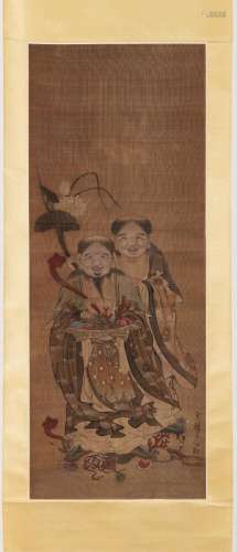 JIN LINZI (19th C) - CHINESE MYTHICAL COUPLE HE AND HE (HE H...