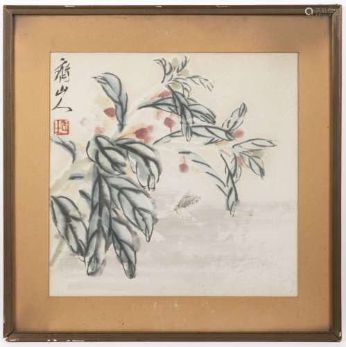 QI BAISHI (1864-1957) - IMPATIENS AND INSECT 齐白石水墨画