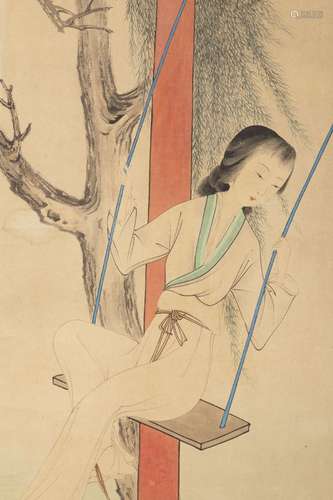 ZHOU YIHONG (1921-2015) - BEAUTY ON A SWING 美人荡秋千图