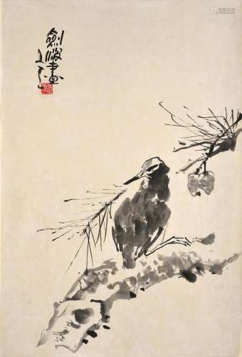 JIAN BO (20TH C) - BIRD ON A PINE BRANCH 剑波松鸟图