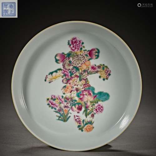 Qing Dynasty Famille Rose Flower Plate