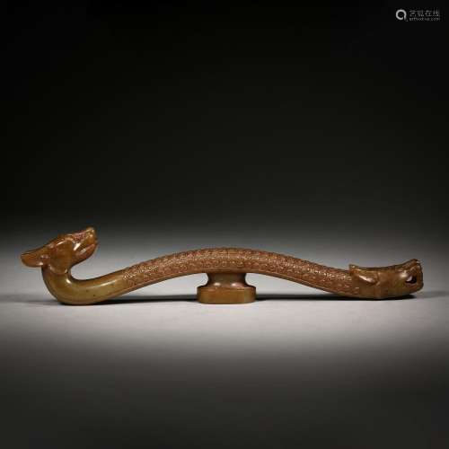 Ming Dynasty or before Hetian Jade Beast Head Belt Hook