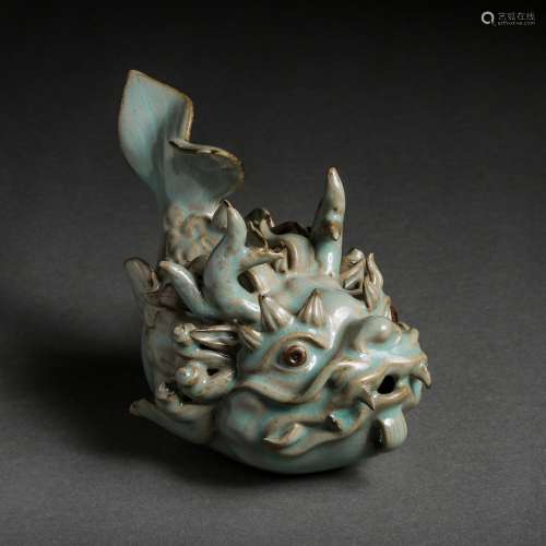 Before the Ming Dynasty Blue Ground Gold-Traced Dragon Patte...