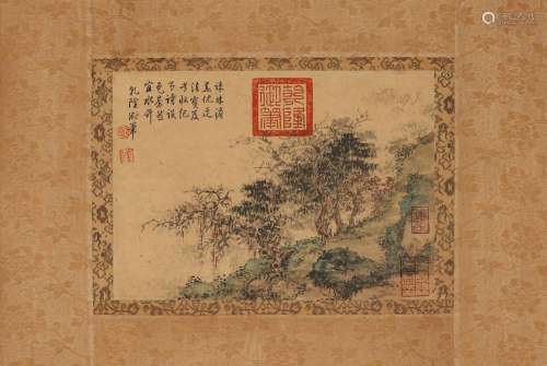 Chinese Ink Painting Qianlong Imperial Scenery Mirror Heart