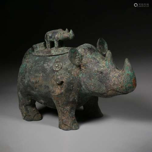 Before the Ming Dynasty Bronze Rhino Vessel