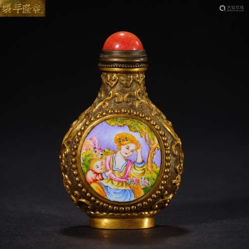 Qing Dynasty Enamel Painted Gilt Snuff Bottle