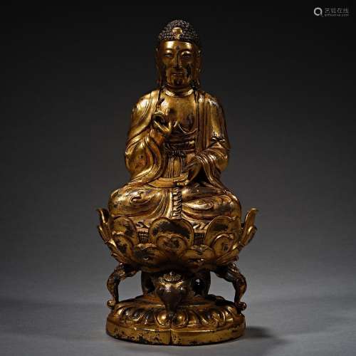 Before the Ming Dynasty Bronze Gilt Buddha Statue