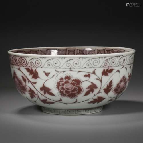 Ming Dynasty Underglaze Red Flower Bowl