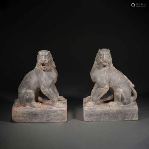 Ming Dynasty or before Stone Lion A Pairs