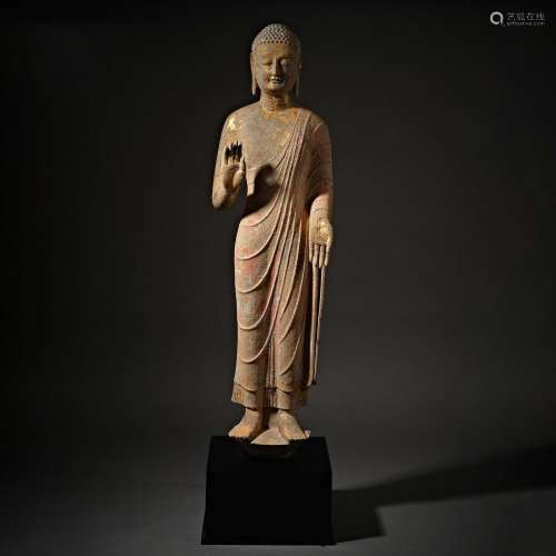 Before the Ming Dynasty Stone Gilding Buddha Statue