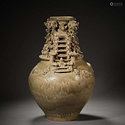 Before the Ming Dynasty Celadon Pasting Character Jar