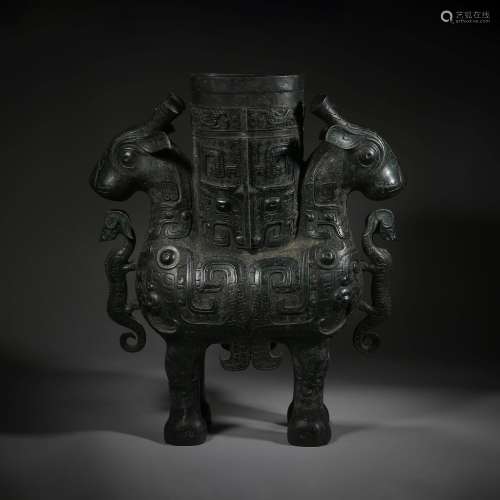 Before the Ming Dynasty Bronze Deer Vessel