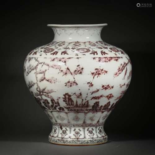 Ming Dynasty Underglaze Red Flower Large Jar