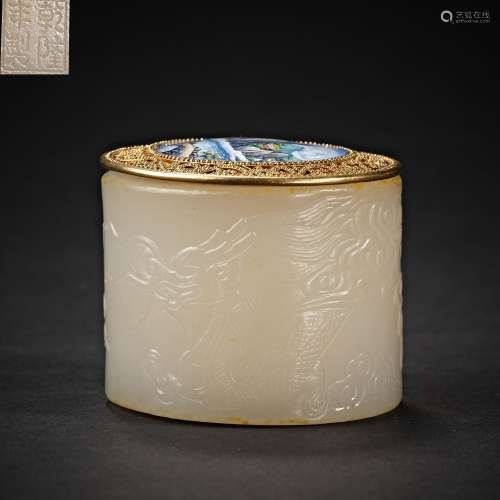 Qing Dynasty Enamel Painted Jade Box