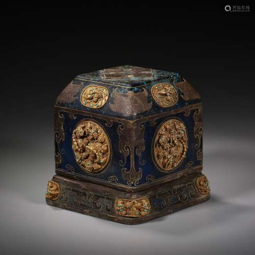 Before the Ming Dynasty，Coloured Covered Gold Inlaid Preciou...