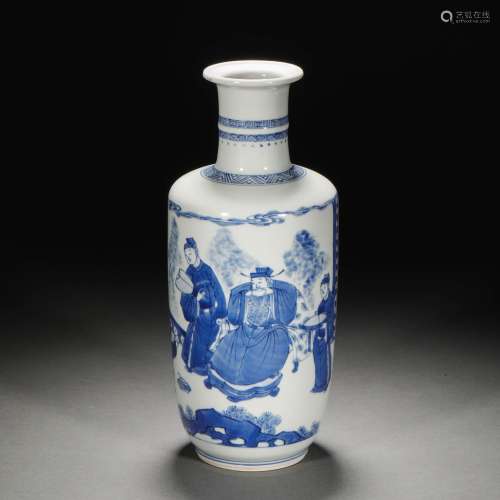 Qing Dynasty,Blue and White Character Bottle