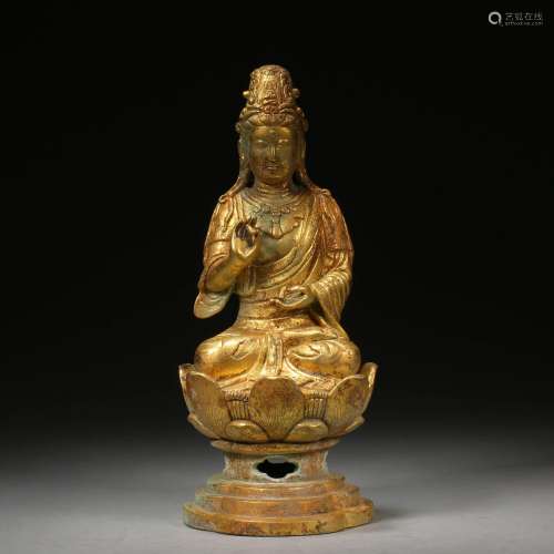 Ming Dynasty or Before,Copper Guanyin Statue