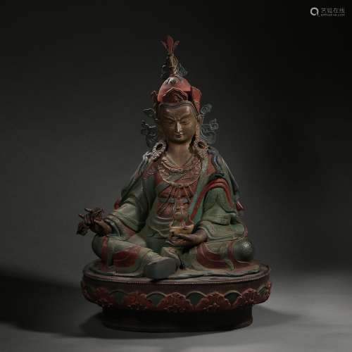 Ming Dynasty,Copper Painted Lotus Life Buddha Statue