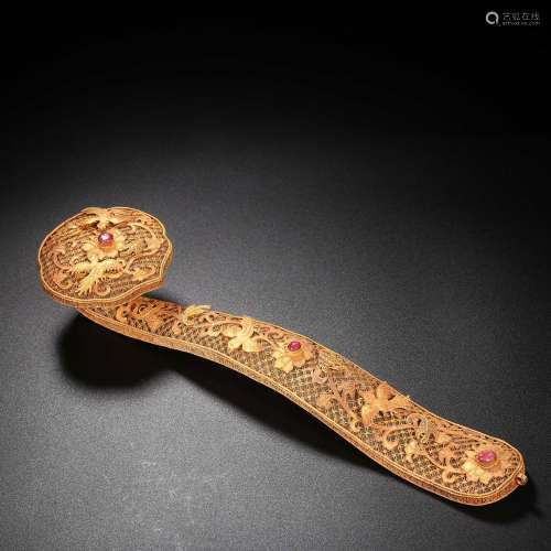 Before the Ming Dynasty,Hetian Jade Covered Gold Inlaid Prec...